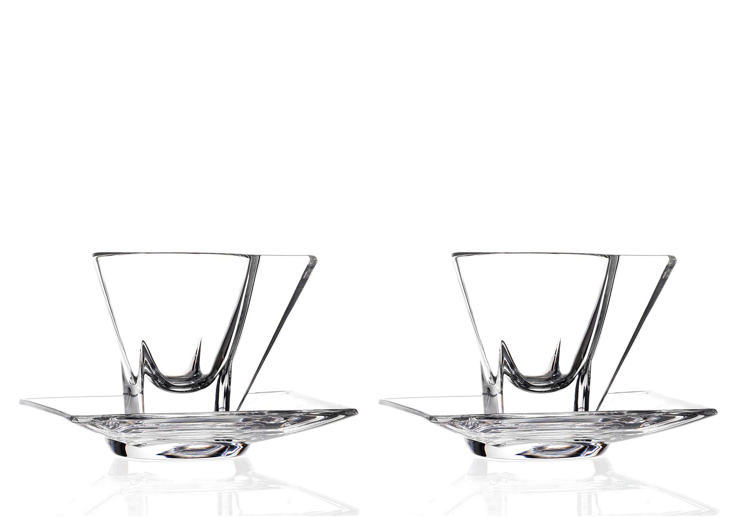 Barski Glass - Cappuccino Cups With Saucers - 6.4 Oz - Glass Coffee Mug And Saucer - For Specialty Coffee Drinks - Latte - Caf